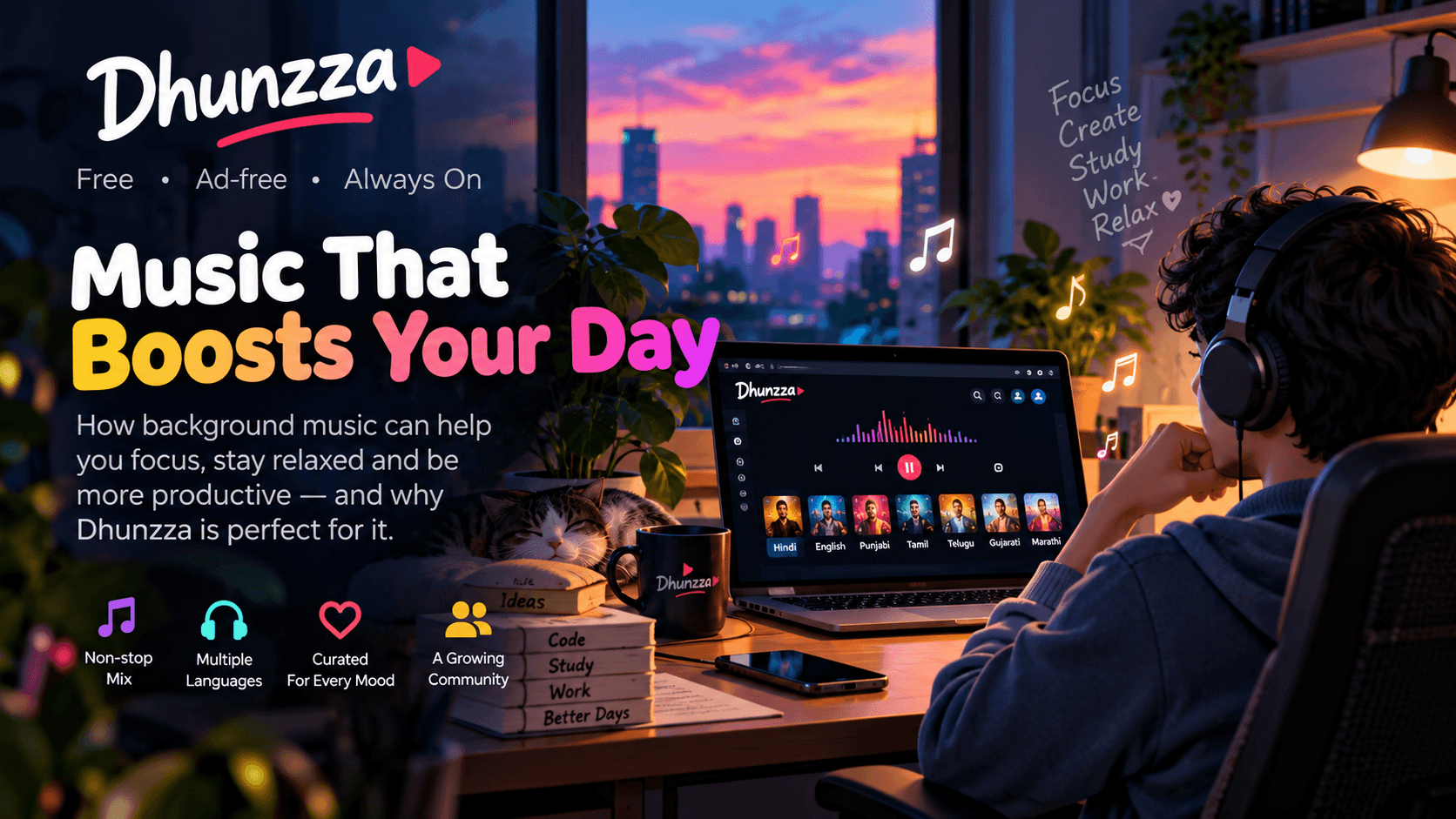 Make Your Morning Better With Free, Ad-Free Music on Dhunzza