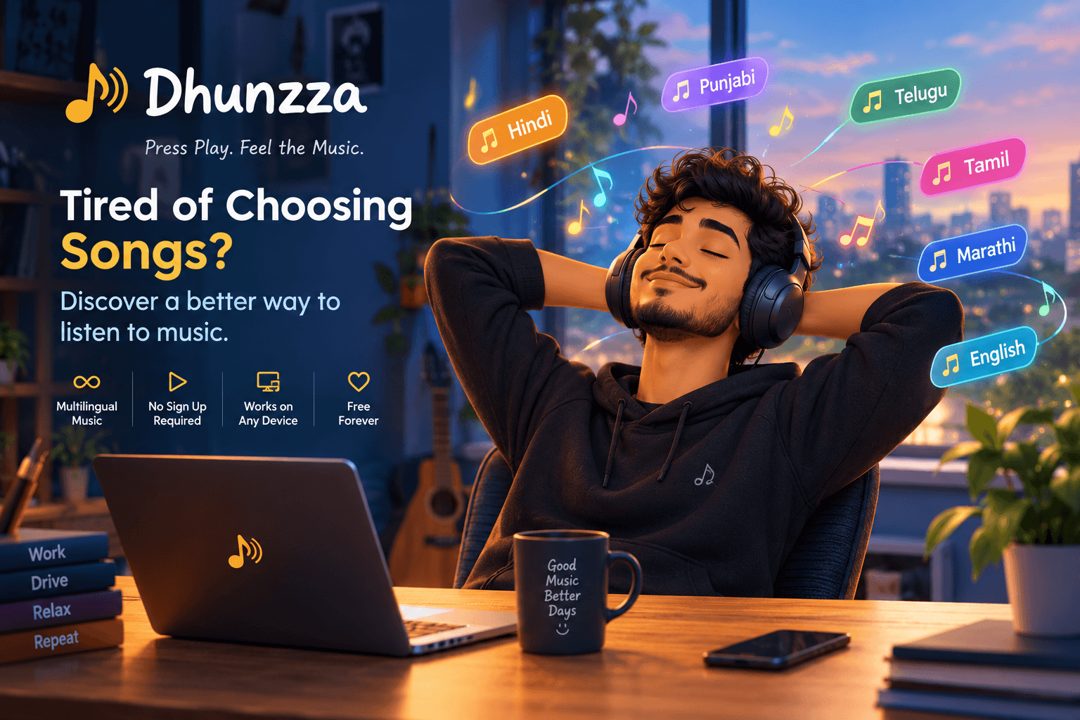 Music Without Ads: Discover Free, Uninterrupted Listening on Dhunzza